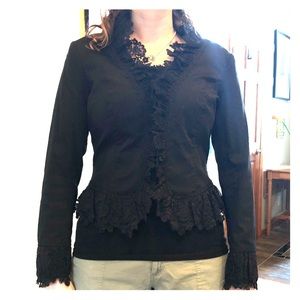 Anthropologie jacket with lace trim